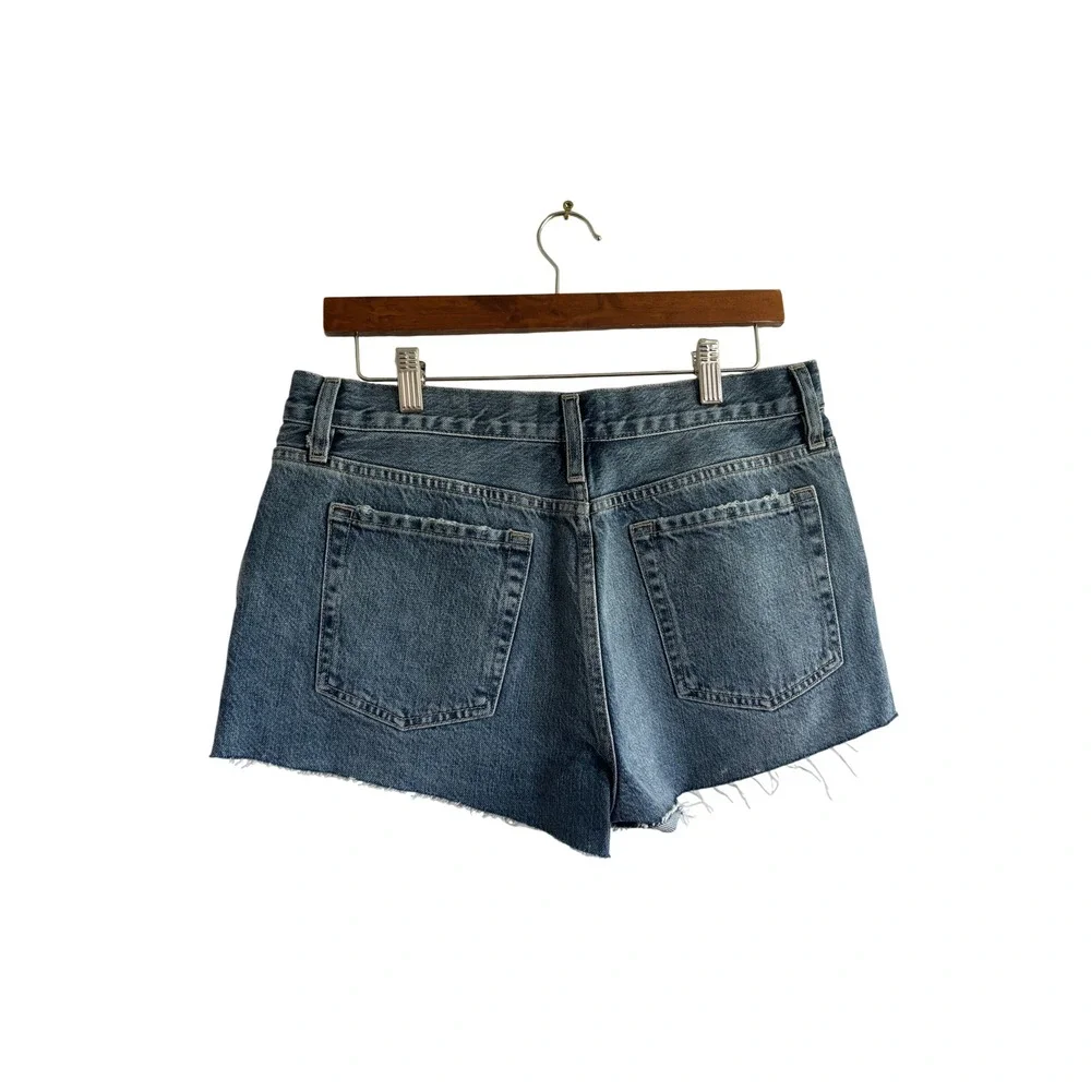 FRAME Denim Shorts Distressed High Rise Button Fly Blue Jean Shorts Size‎ 27
